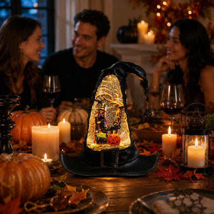 🔥🌲Witches Hat Lighted Water Lantern With Swirling Glitter🎁