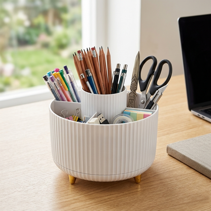 Mavoniquecosh® 360° Rotating Desk Organizer with Multi Compartments – Desktop Storage Holder for Office, School & Home