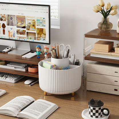 Mavoniquecosh® 360° Rotating Desk Organizer with Multi Compartments – Desktop Storage Holder for Office, School & Home