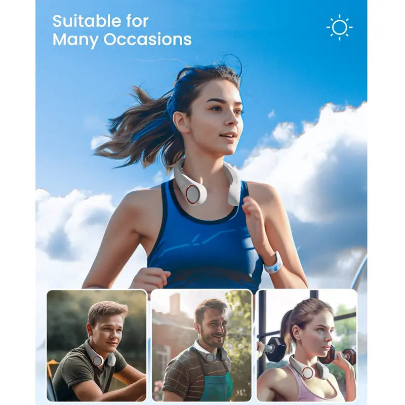 MAVONIQUECOSH®Portable Neck Fan, Bladeless Wearable Personal Fan, Hands-Free Cooling for Outdoor & Office