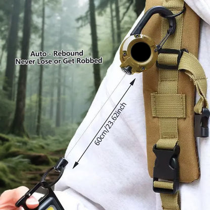 MAVONIQUECOSH®🔑Retractable Carabiner Keychain – 65cm steel lanyard, 100,000 pull cycles. Lightweight & sturdy.