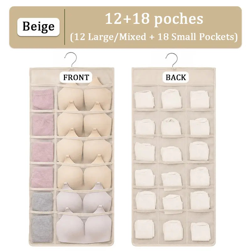 30 Pockets (12 Front & 18 Back)