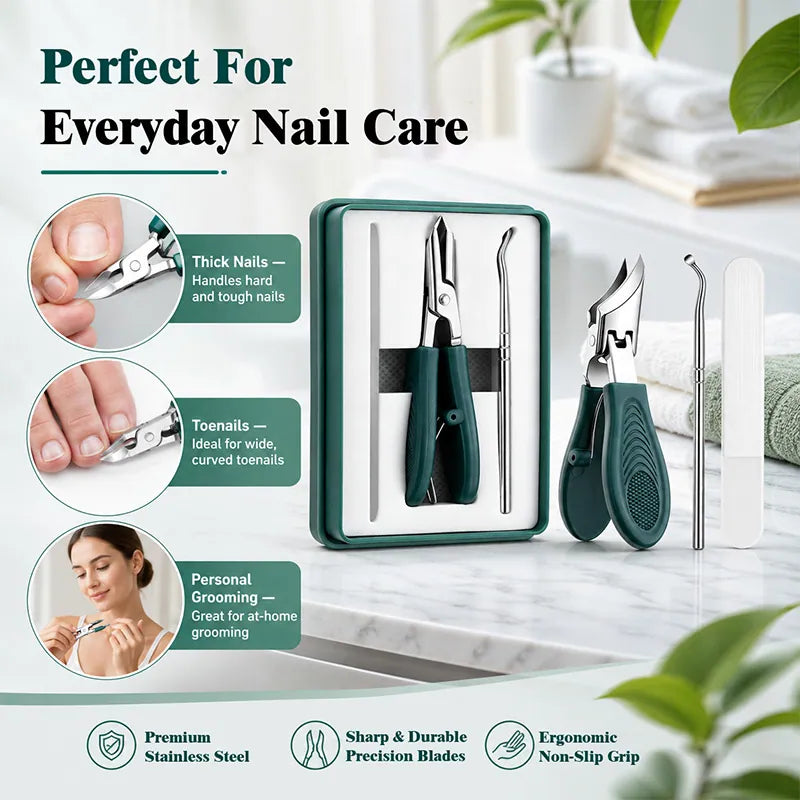 Buy 3 GET 2 FREE🎁Eagle Beak Angled Nail Clippers 3-Piece Set (With Nail Lifter & File) — Podiatrist-Grade Thick & Ingrown Toenail Trimmer 🦶✂️