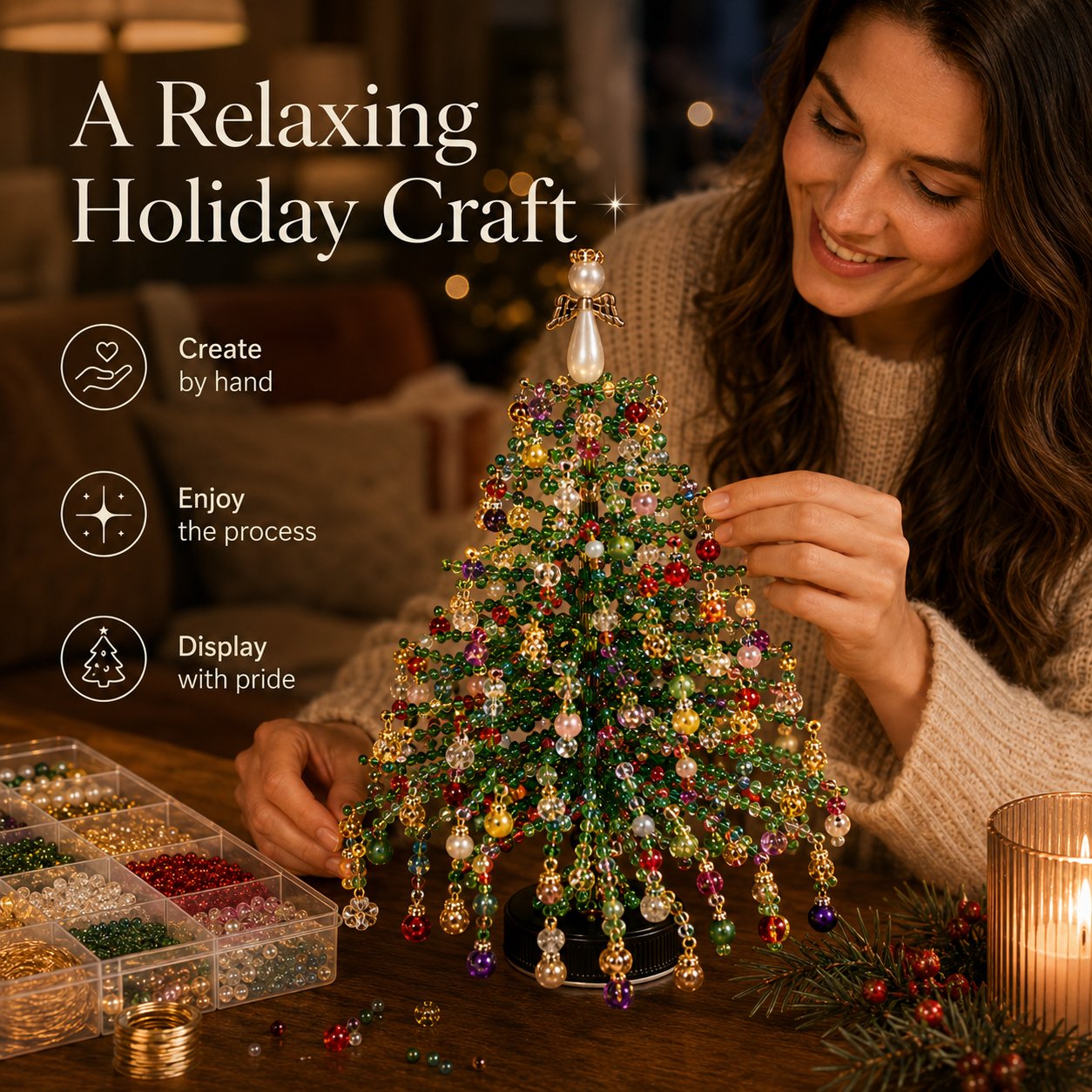 🎄🔥Last Day 49% OFF✨ DIY Beaded Christmas Tree Kit🎅