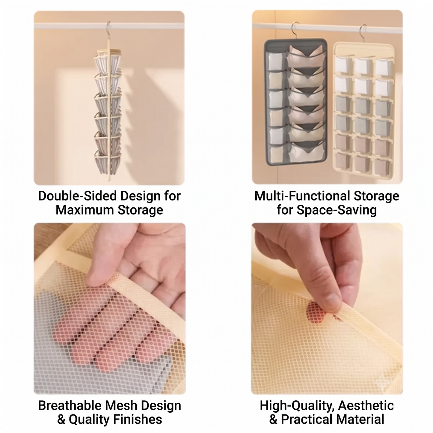 Space-Saving Hanging Closet Organizer for Intimates
