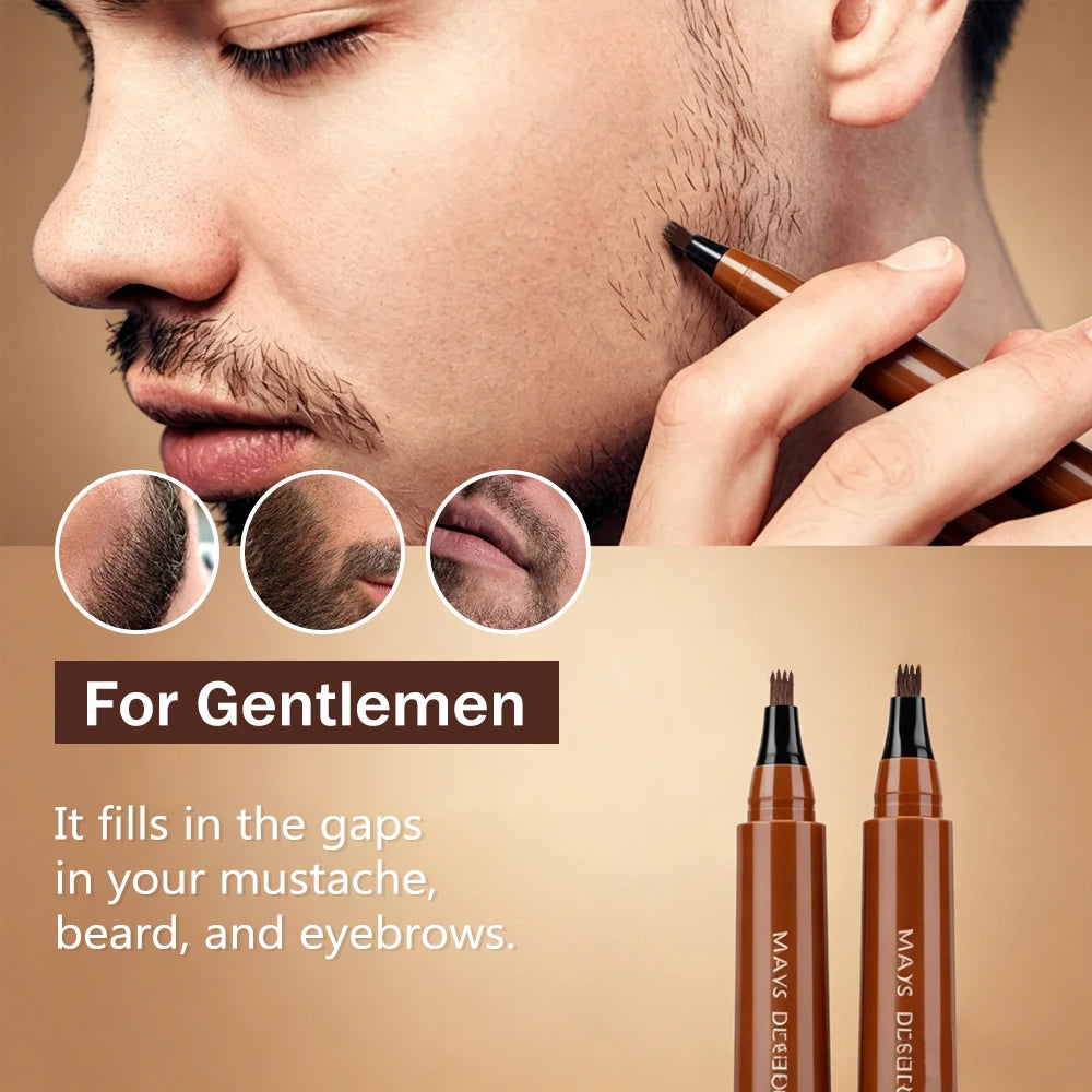 ✨Mavoniquecosh®Instant Microblade-Effect Pen: 24H Waterproof 4-Tip Brows & Beard Filler