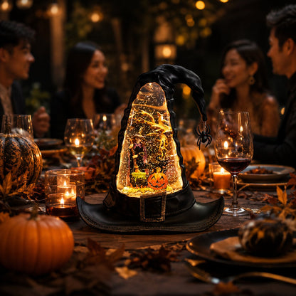 🔥🌲Witches Hat Lighted Water Lantern With Swirling Glitter🎁