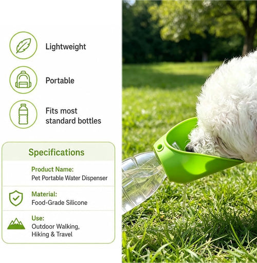 Portable Dog Water Bottle Adapter, Leak-Proof Pet Water Drinking Spout
