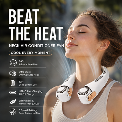 🥳💨 50% OFF!🍃  Portable Neck Fan - 3-Sec Instant Cooling, 360° Rotating Head, 3-Speed Airflow 😎🌬️
