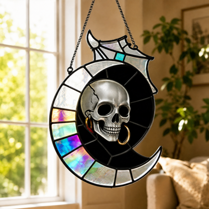 🦇💀Gothic Skull & Bat “My Happy Place” Hanging Art✨