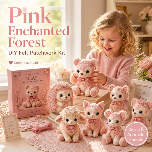 📢📢50% OFF !! ⏰Pink Enchanted Forest DIY Felt Patchwork Kit