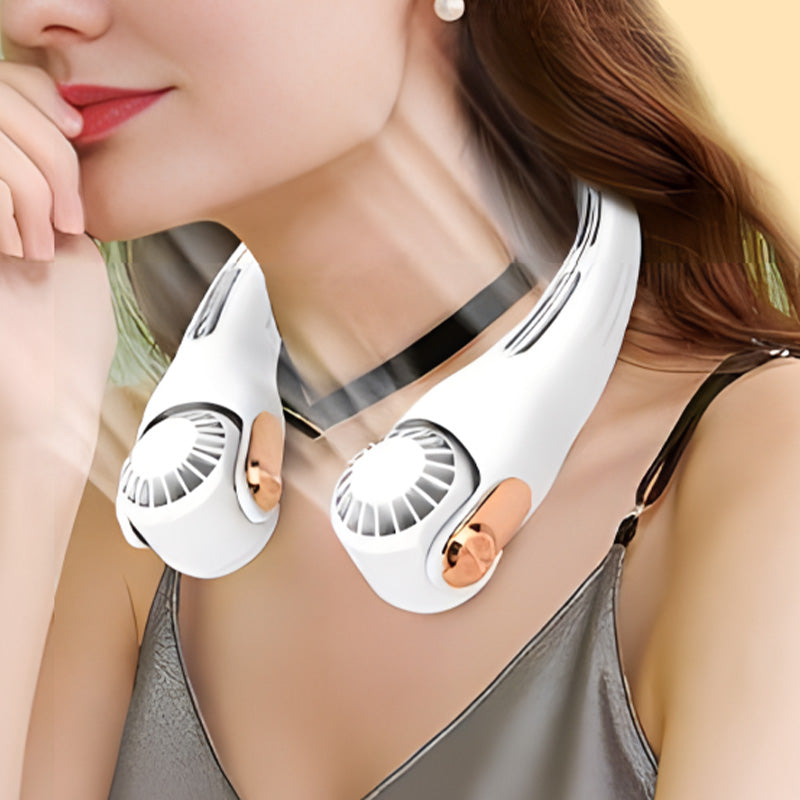 🥳💨 50% OFF!🍃  Portable Neck Fan - 3-Sec Instant Cooling, 360° Rotating Head, 3-Speed Airflow 😎🌬️