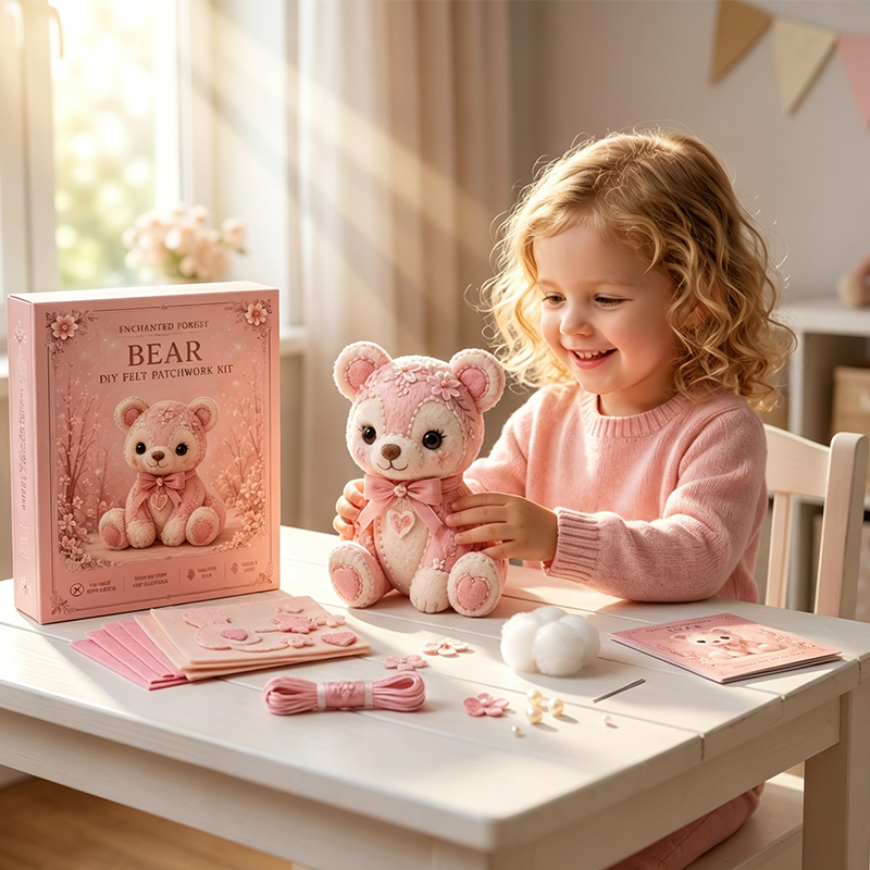📢📢50% OFF !! ⏰Pink Enchanted Forest DIY Felt Patchwork Kit