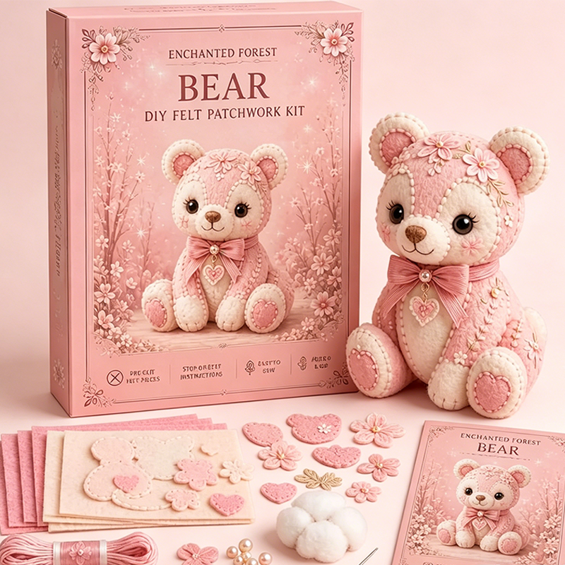 📢📢50% OFF !! ⏰Pink Enchanted Forest DIY Felt Patchwork Kit