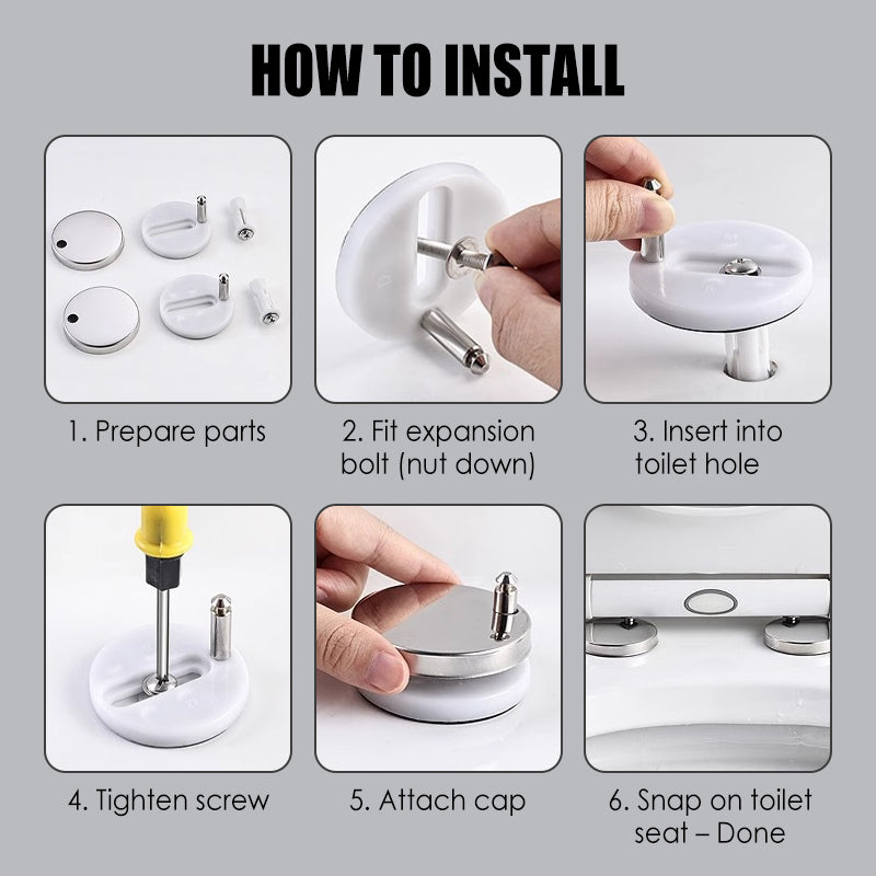 🔩 Universal Top-Fix Toilet Seat Mounting Bolts & Expansion Screws — Rock-Solid Anti-Wiggle Hinges with Rust-Proof Stainless Steel 🧽✨