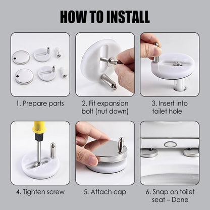 🔩 Universal Top-Fix Toilet Seat Mounting Bolts & Expansion Screws — Rock-Solid Anti-Wiggle Hinges with Rust-Proof Stainless Steel 🧽✨